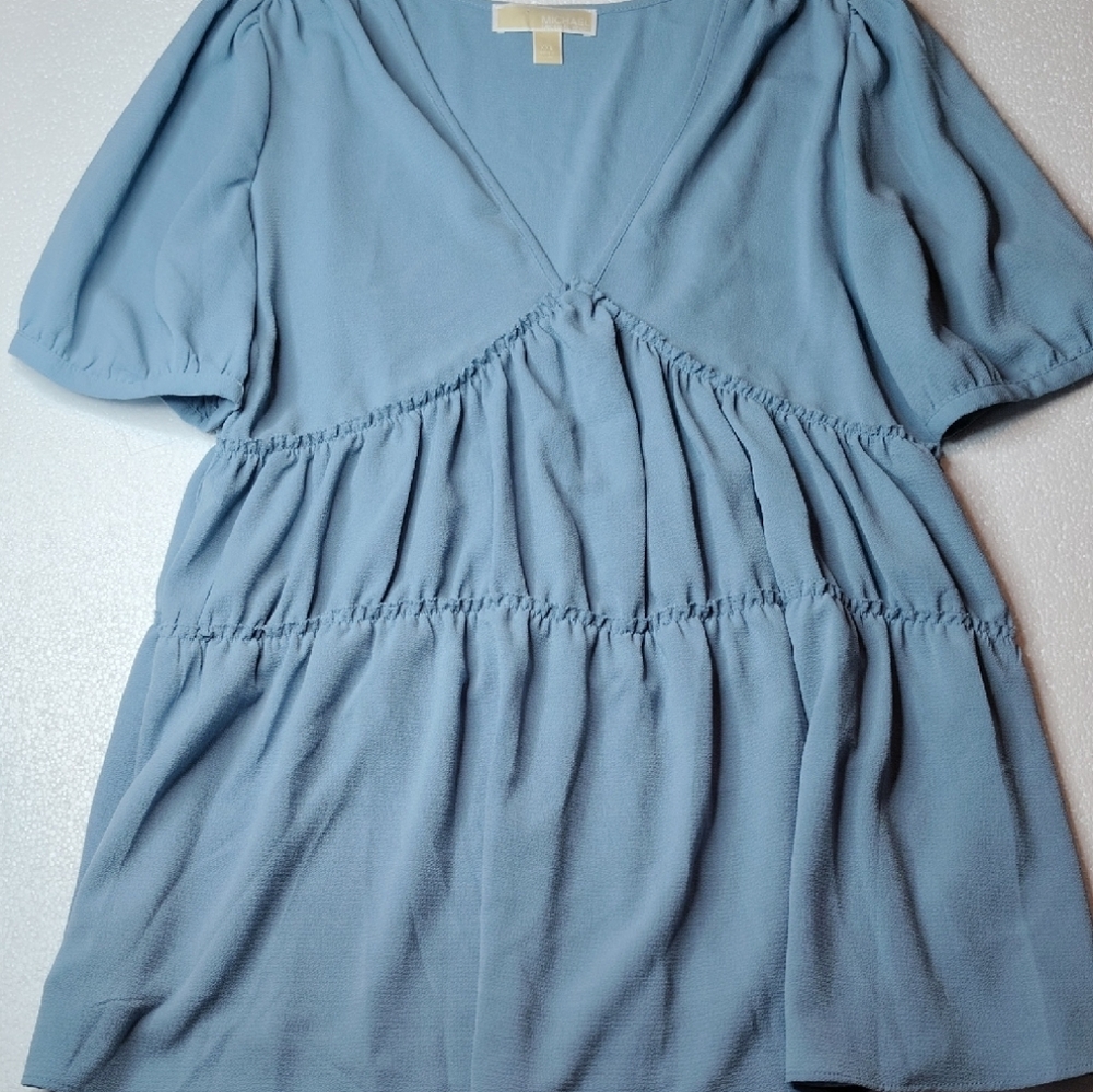 Michael Kors Soft Blue Gathered Blouse